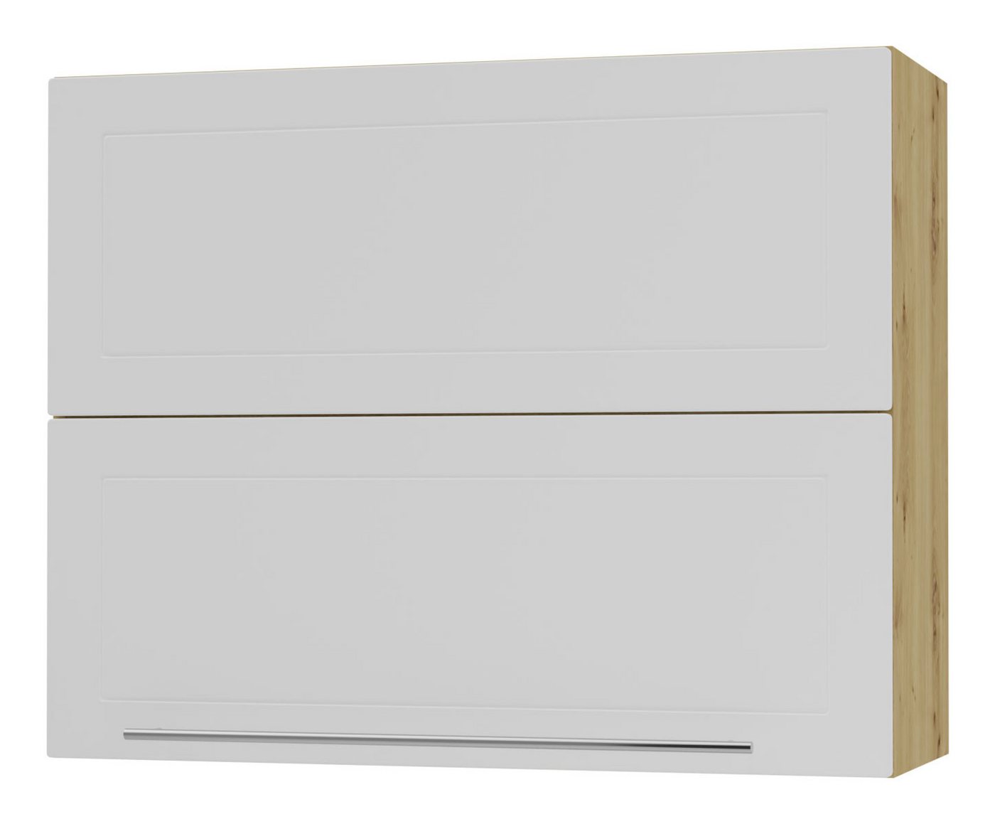 Feldmann-Wohnen Faltlifthängeschrank Kvantum (Klappenbeschläge mit Soft-Close-Funktion, 1-St., Fronten mit dekorativen Fräsungen und leicht abgerundeten Ecken) 90x32,5x72cm eiche artisan - weiß matt (Q-W8B/90-AV) von Feldmann-Wohnen