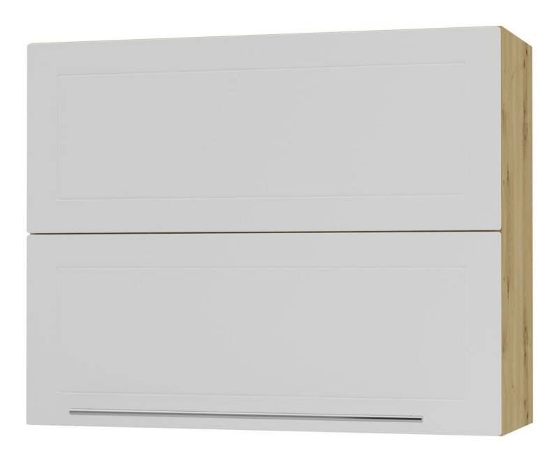 Feldmann-Wohnen Faltlifthängeschrank Kvantum (Klappenbeschläge mit Soft-Close-Funktion, 1-St., Fronten mit dekorativen Fräsungen und leicht abgerundeten Ecken) 90x32,5x72cm eiche artisan - weiß matt (Q-W8B/90-AV) von Feldmann-Wohnen