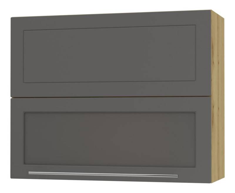 Feldmann-Wohnen Faltlifthängeschrank Kvantum (Klappenbeschläge mit Soft-Close-Funktion, 1-St., Fronten mit dekorativen Fräsungen und leicht abgerundeten Ecken) 90x32,5x72cm eiche artisan - graphit matt (Q-W8BS/90-AV) von Feldmann-Wohnen