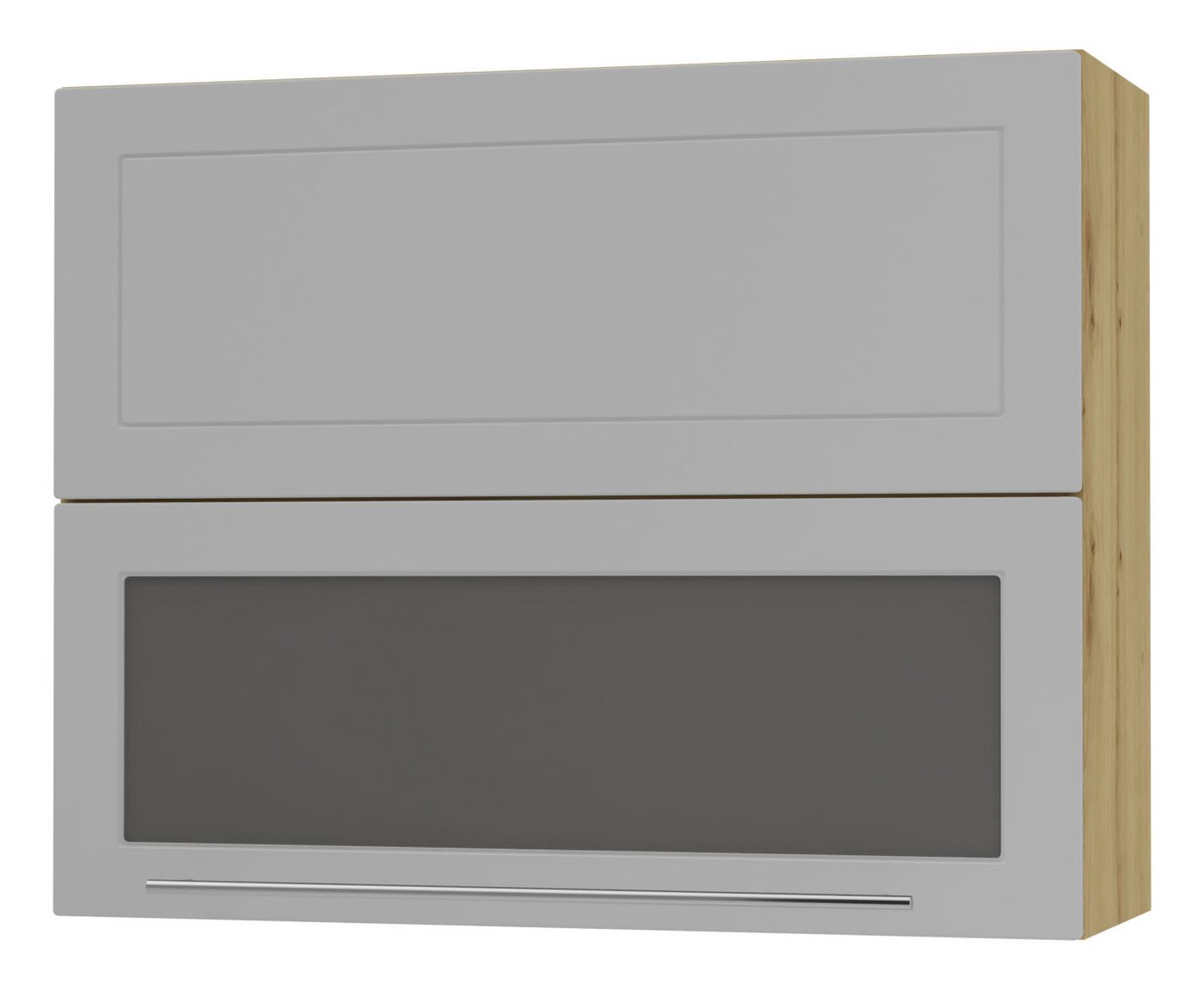 Feldmann-Wohnen Faltlifthängeschrank Kvantum (Klappenbeschläge mit Soft-Close-Funktion, 1-St., Fronten mit dekorativen Fräsungen und leicht abgerundeten Ecken) 90x32,5x72cm eiche artisan - dust grey matt (Q-W8BS/90-AV) von Feldmann-Wohnen