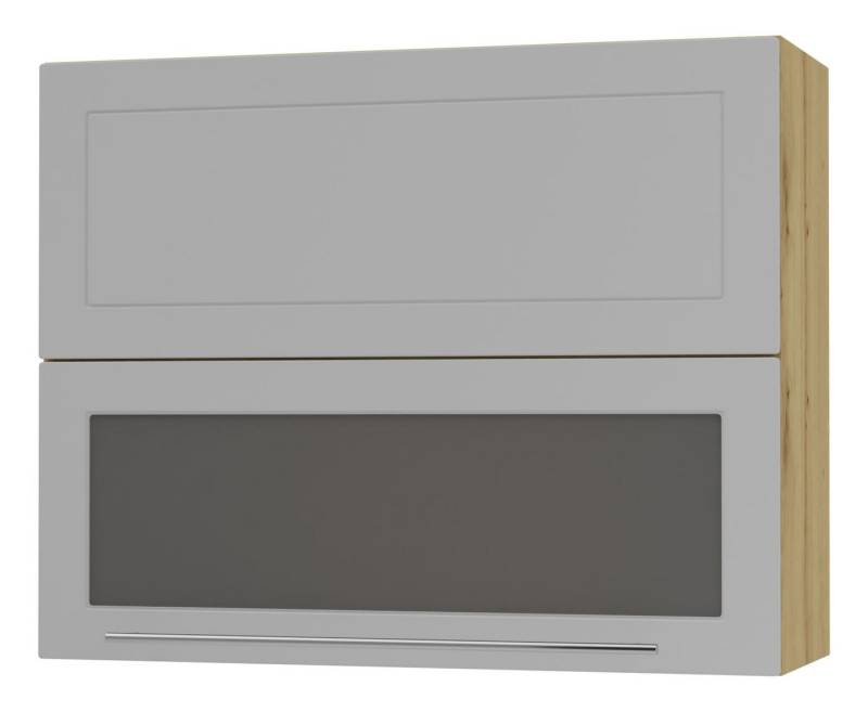 Feldmann-Wohnen Faltlifthängeschrank Kvantum (Klappenbeschläge mit Soft-Close-Funktion, 1-St., Fronten mit dekorativen Fräsungen und leicht abgerundeten Ecken) 90x32,5x72cm eiche artisan - dust grey matt (Q-W8BS/90-AV) von Feldmann-Wohnen