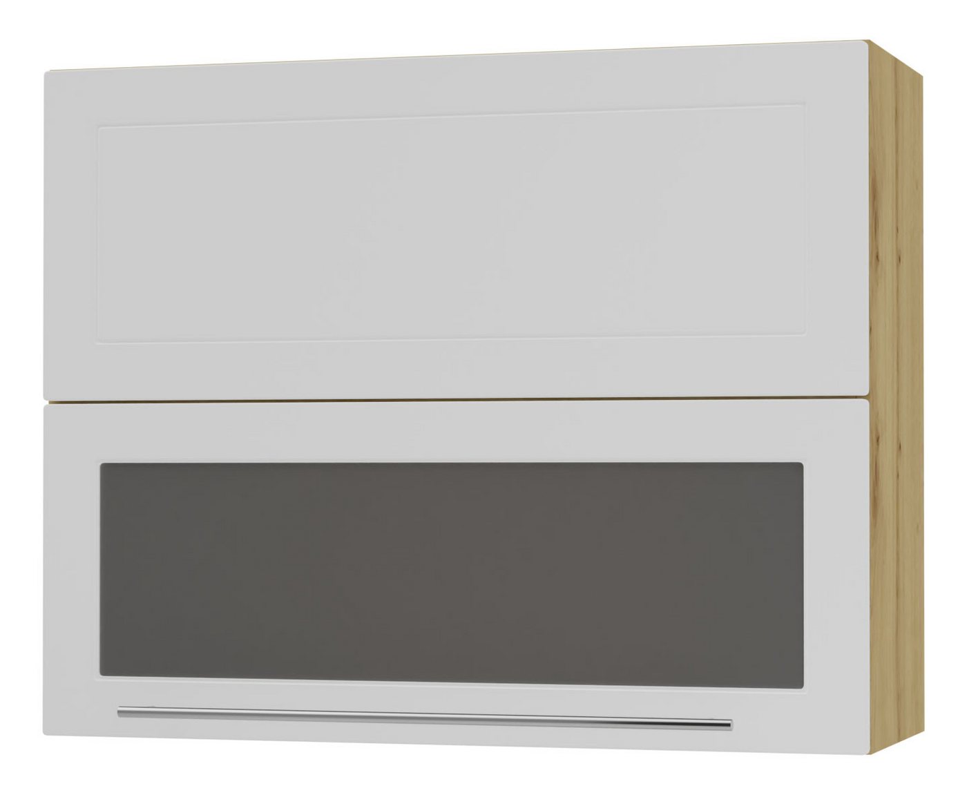 Feldmann-Wohnen Faltlifthängeschrank Kvantum (Klappenbeschläge mit Soft-Close-Funktion, 1-St., Fronten mit dekorativen Fräsungen und leicht abgerundeten Ecken) 90x32,5x72cm eiche artisan - weiß matt (Q-W8BS/90-AV) von Feldmann-Wohnen