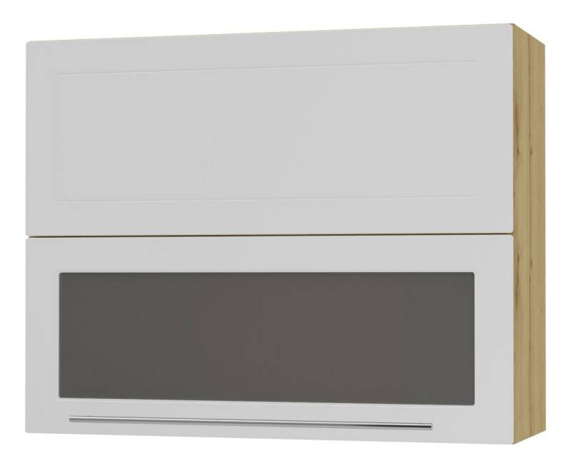 Feldmann-Wohnen Faltlifthängeschrank Kvantum (Klappenbeschläge mit Soft-Close-Funktion, 1-St., Fronten mit dekorativen Fräsungen und leicht abgerundeten Ecken) 90x32,5x72cm eiche artisan - weiß matt (Q-W8BS/90-AV) von Feldmann-Wohnen