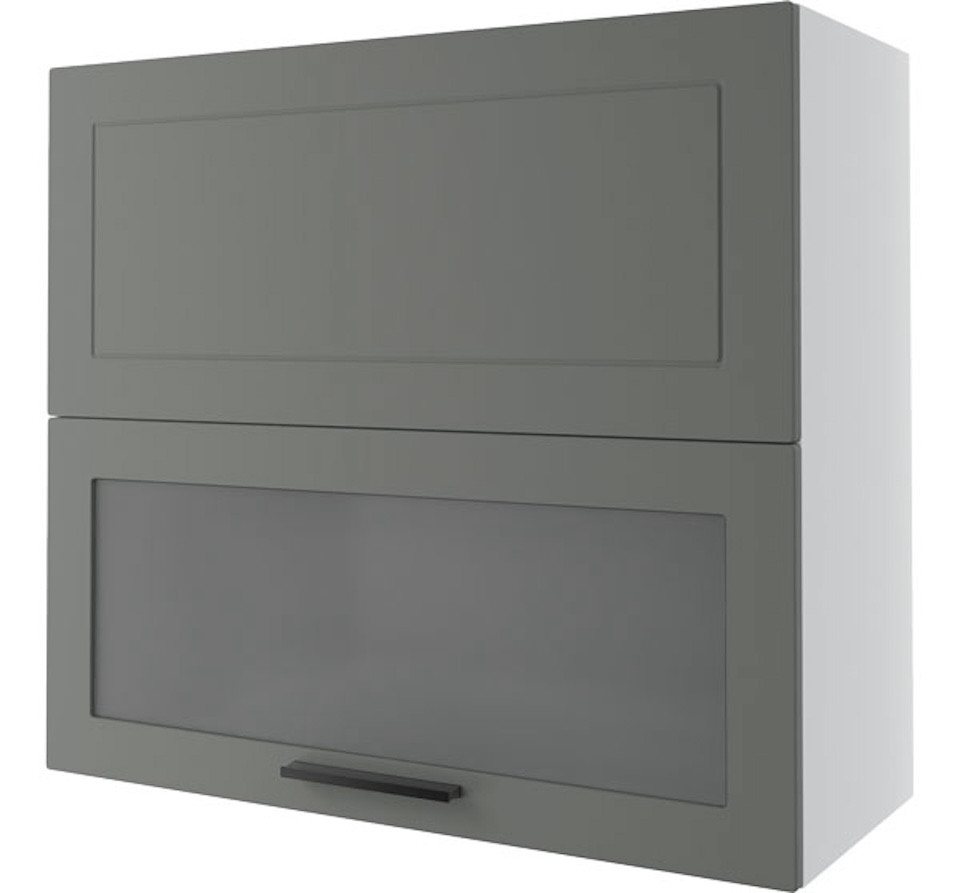 Feldmann-Wohnen Faltlifthängeschrank Kvantum (Klappenbeschläge mit Soft-Close-Funktion, 1-St., Fronten mit dekorativen Fräsungen und leicht abgerundeten Ecken) 80x32,5x72cm eiche artisan - graphit matt (Q-W8BS/80-AV) von Feldmann-Wohnen