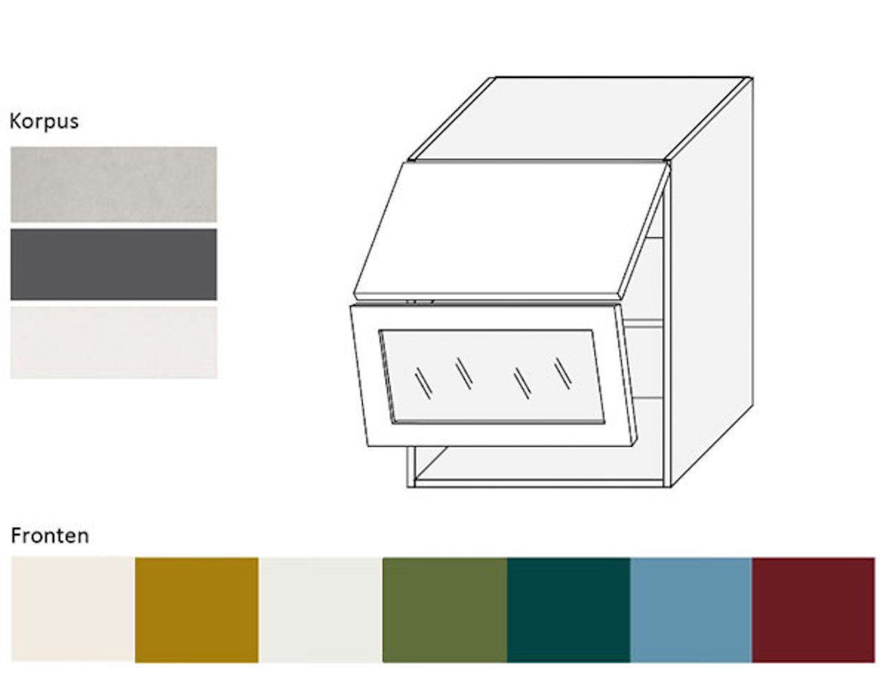 Feldmann-Wohnen Faltlifthängeschrank Rimini (1 Hochfaltklappe, 2 Einlegeböden, 1-St., moderne Optik, MDF Kasetten-Fronten, Soft-Close) 60x32,5x72cm Farbe wählbar von Feldmann-Wohnen