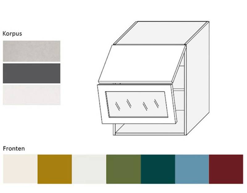 Feldmann-Wohnen Faltlifthängeschrank Rimini (1 Hochfaltklappe, 2 Einlegeböden, 1-St., moderne Optik, MDF Kasetten-Fronten, Soft-Close) 60x32,5x72cm Farbe wählbar von Feldmann-Wohnen