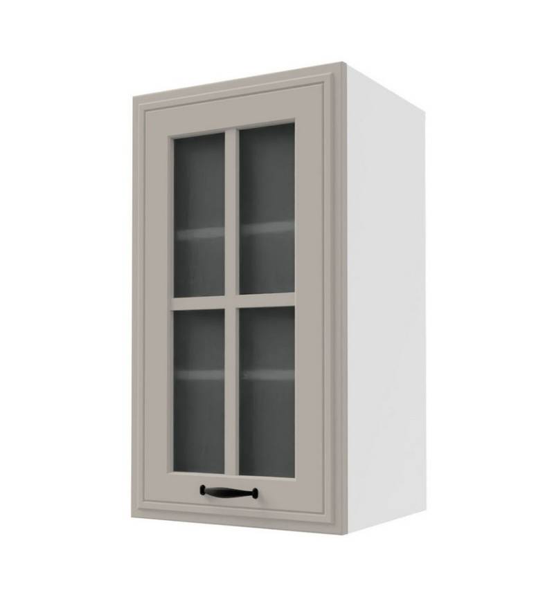 Feldmann-Wohnen Glashängeschrank Salo (Türscharniere mit Soft-Close-Funktion, 1-St., mit aufgesetzten 3D Kassettenfronten und formschönen Metallgriffen) 40x32,5x72cm eiche artisan - weiß supermatt (SL-W2S/40) von Feldmann-Wohnen