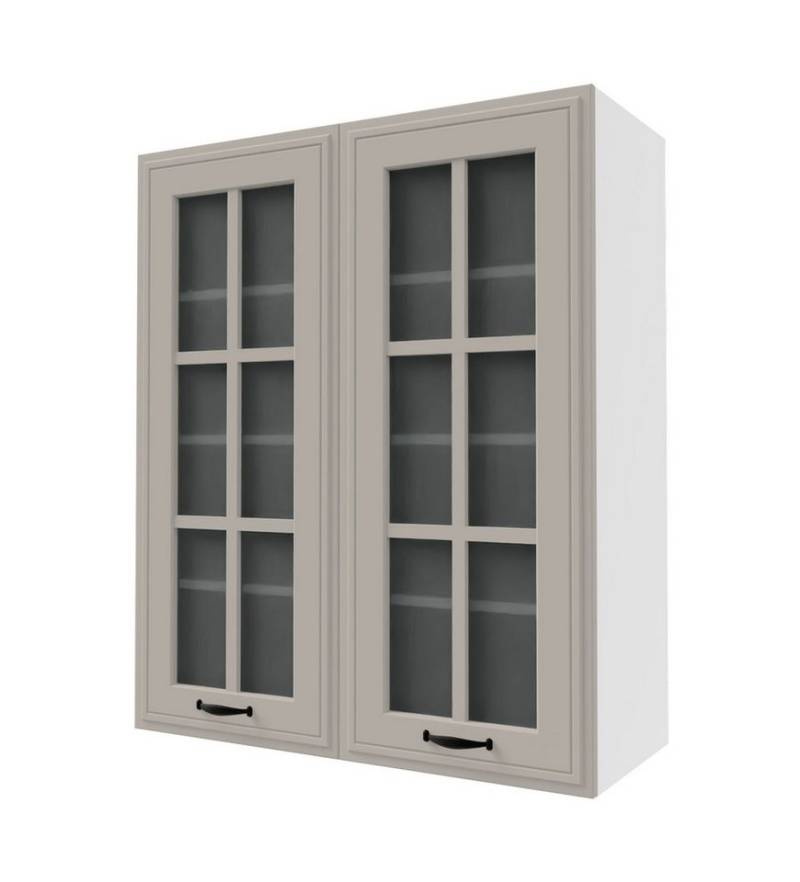 Feldmann-Wohnen Glashängeschrank Salo (Türscharniere mit Soft-Close-Funktion, 1-St., mit aufgesetzten 3D Kassettenfronten und formschönen Metallgriffen) 80x32,5x96cm eiche artisan - dust grey supermatt (SL-W4S/80) von Feldmann-Wohnen