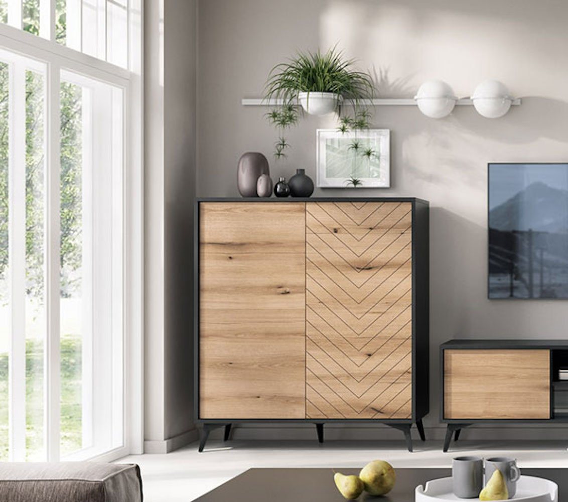 Feldmann-Wohnen Highboard Diamond (1 St), 103,5cm Evoke Oak schwarz Feldmann-Wohnen Highboard Diamond (1 St), 103,5cm Evoke Oak schwarz von Feldmann-Wohnen