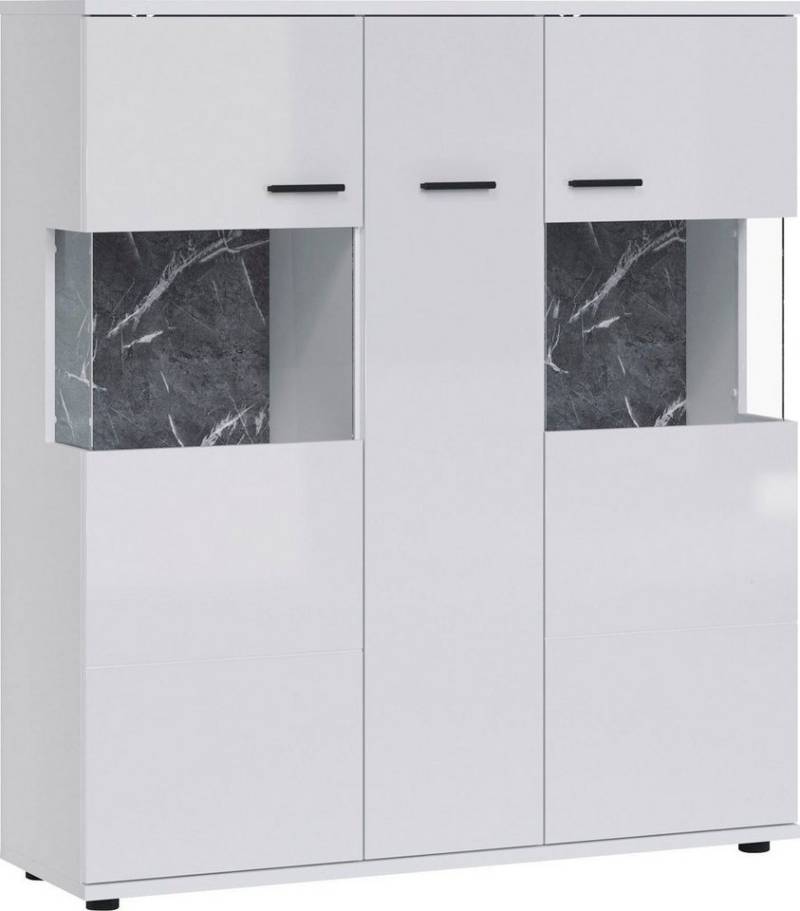 Feldmann-Wohnen Highboard Henley (Henley, 1 St., Highboard), 120x37x134cm weiß Hochglanz 3-türig von Feldmann-Wohnen