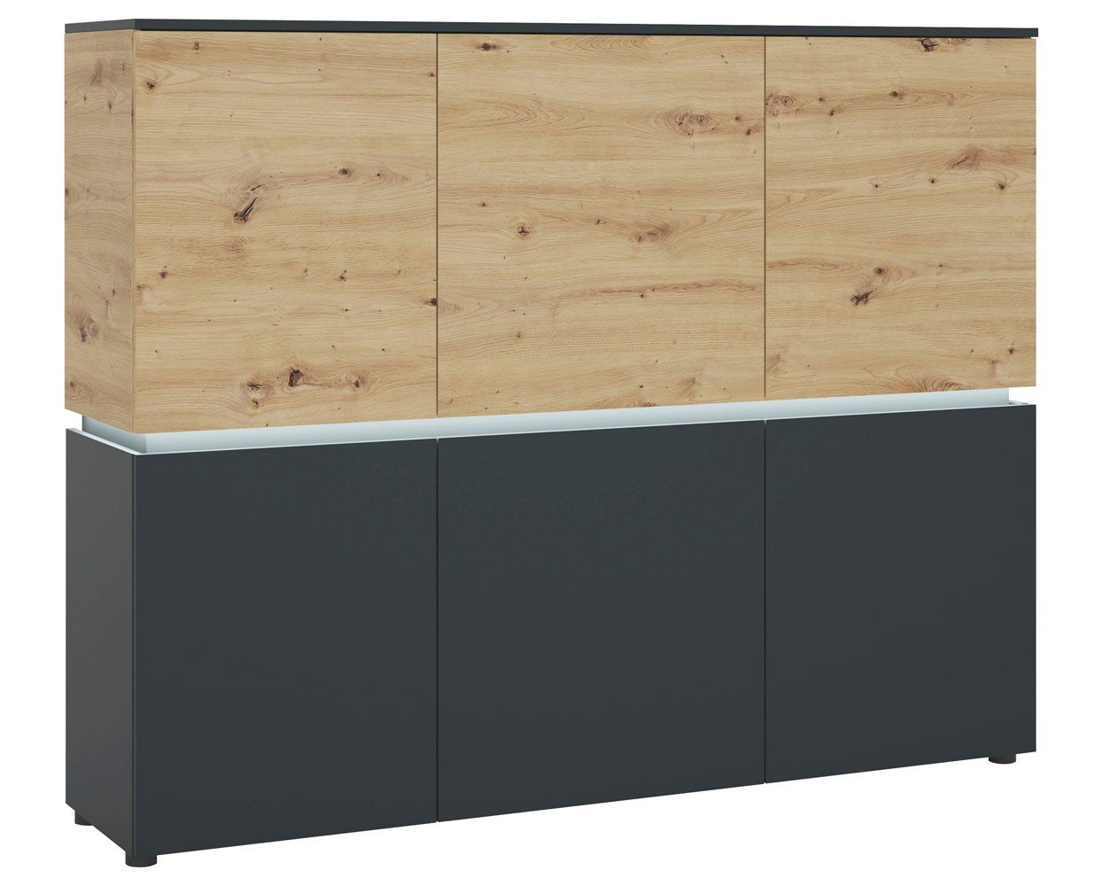 Feldmann-Wohnen Highboard Luci (6 Türen, 6 Holzböden, 1 St., moderne Optik, Grifflos, mit Beleuchtung), 165,5x40x131,5cm von Feldmann-Wohnen