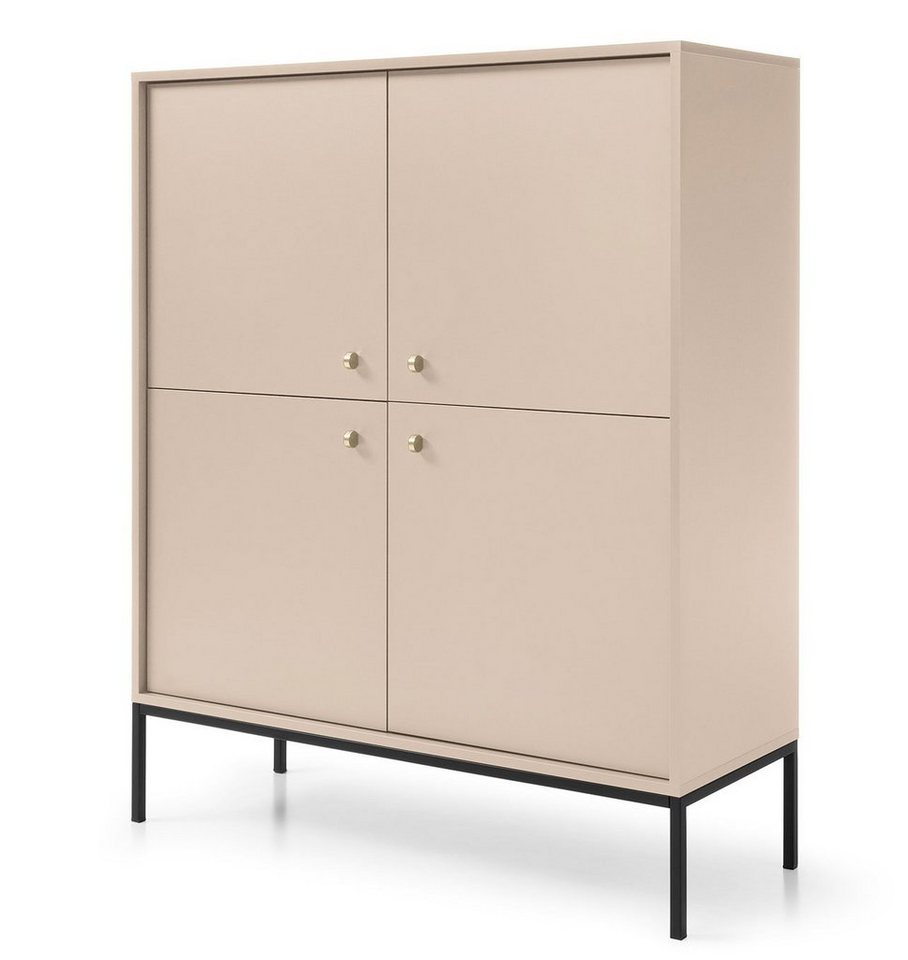 Feldmann-Wohnen Highboard Mono (1 St), 103,5cm beige 4-türig von Feldmann-Wohnen