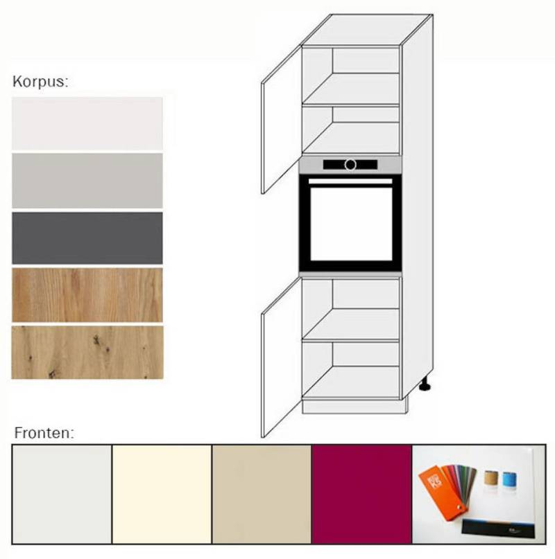 Feldmann-Wohnen Hochschrank Forli (2 Türen, 2 Einlegeböden, 1 Gerätefach, 1-St., moderne Kassetten-Optik, Knaufgriff, Soft-Close) 60cm Front- und Korpusfarbe wählbar von Feldmann-Wohnen