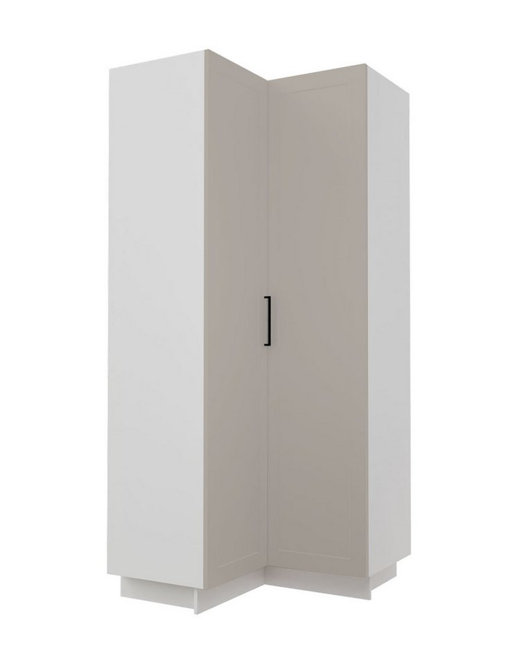 Feldmann-Wohnen Hochschrank Salo (Türscharniere mit Soft-Close-Funktion, 1-St., mit aufgesetzten 3D Kassettenfronten und formschönen Metallgriffen) 90x90cm weiß - indigo supermatt (SL-D24N/207) von Feldmann-Wohnen