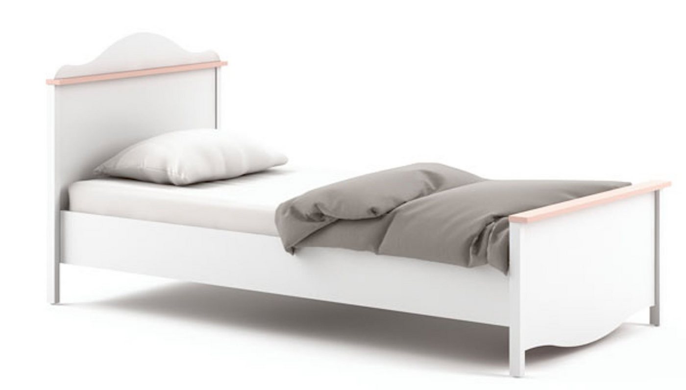 Feldmann-Wohnen Holzbett Mia (Mia, 1-tlg., Bett mit Matratze), 90x200cm weiß rosa inkl. Matratze von Feldmann-Wohnen