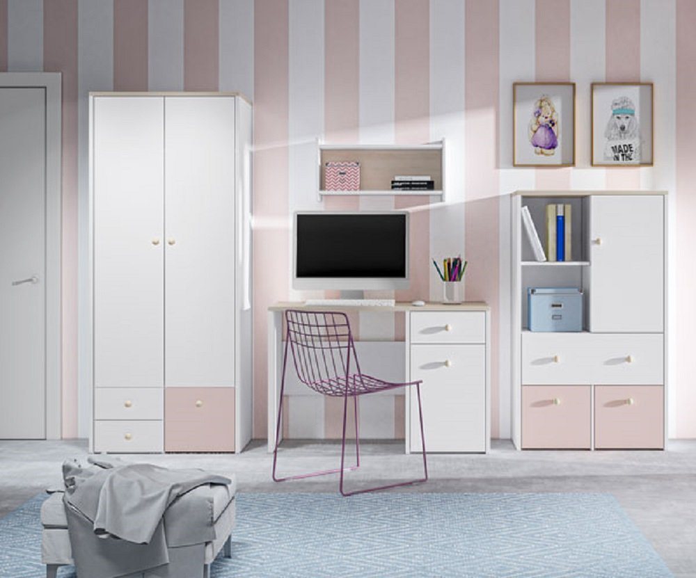 Feldmann-Wohnen Jugendzimmer-Set ELMO, (Set, 1 Kleiderschrank + 1 Highboard + 1 Kinderschreibtisch + 1 Wandregal), - Farbabsetzung wählbar von Feldmann-Wohnen