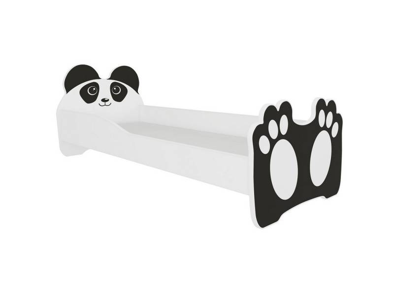 Feldmann-Wohnen Kinderbett Bear (1x Kinderbett, Liegefläche 70x140cm, Lattenrahmen mit Plastikendkappen, Matratze, 1-tlg., Ein funktionelles Kinderbett mit niedlichen Motiven), 144x78x58cm, Farbe weiß, Motiv Pandabär von Feldmann-Wohnen