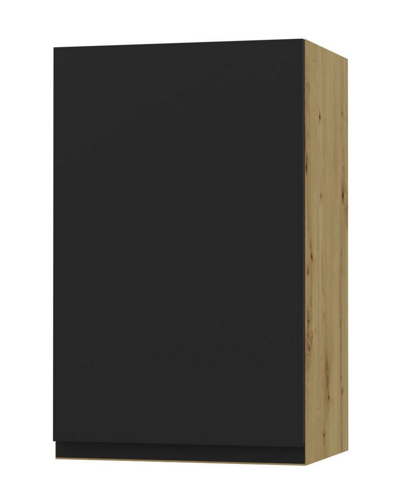 Feldmann-Wohnen Klapphängeschrank Avellino (W2/45, 1-türig, 2 Einlegeböden, 1-St., moderne Optik, Acrylfronten, Griffmulden) 45x32,5x72cm grifflos Eiche Artisan - schwarz Acryl matt (AV-W2/45) von Feldmann-Wohnen