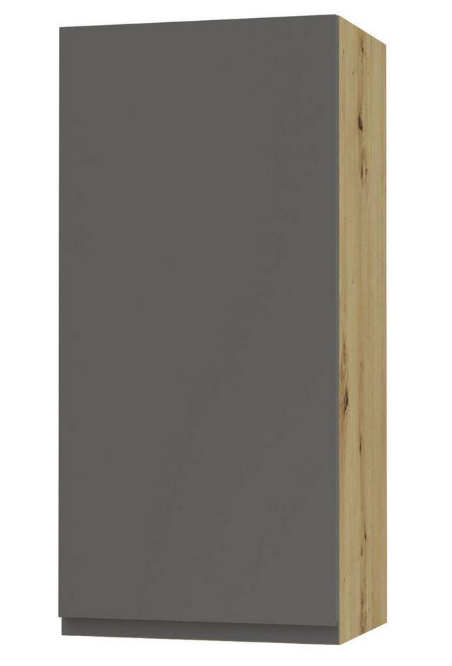 Feldmann-Wohnen Klapphängeschrank Avellino (W4/45, 1-türig, 3 Einlegeböden, 1-St., moderne Optik, Acrylfronten, Griffmulden) 45x32,5x96cm grifflos Eiche Artisan - graphit Acryl lava (AV-W4/45) von Feldmann-Wohnen