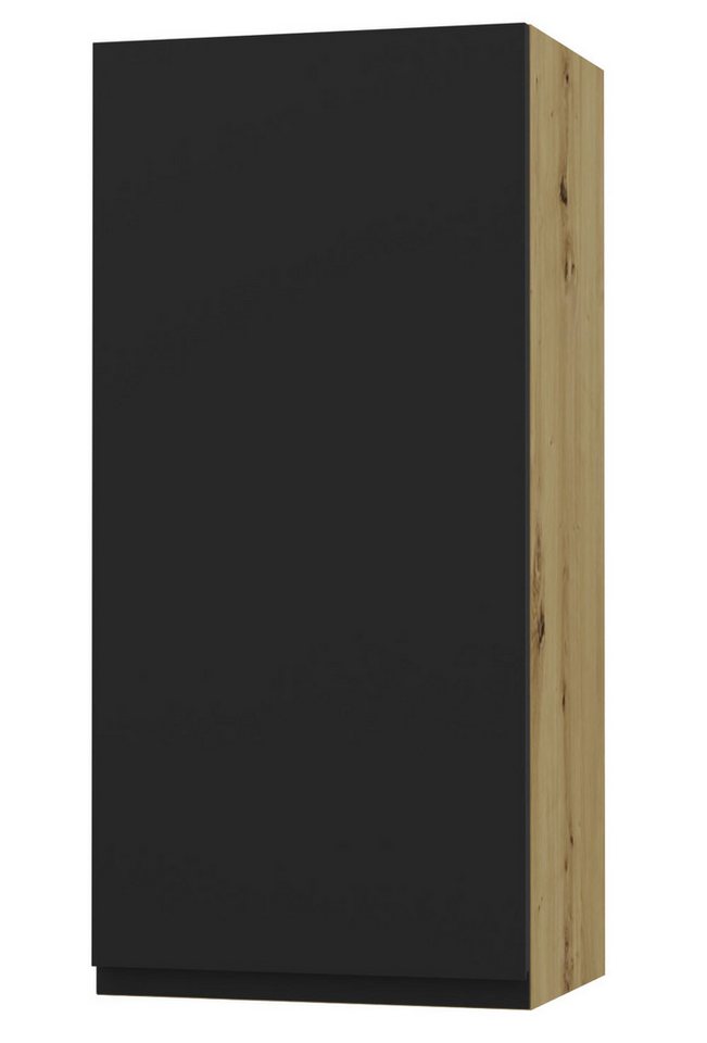 Feldmann-Wohnen Klapphängeschrank Avellino (W4/45, 1-türig, 3 Einlegeböden, 1-St., moderne Optik, Acrylfronten, Griffmulden) 45x32,5x96cm grifflos Eiche Artisan - schwarz Acryl matt (AV-W4/45) von Feldmann-Wohnen