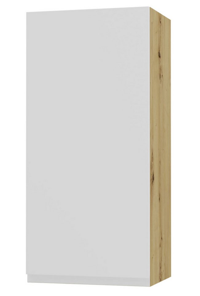 Feldmann-Wohnen Klapphängeschrank Avellino (W4/45, 1-türig, 3 Einlegeböden, 1-St., moderne Optik, Acrylfronten, Griffmulden) 45x32,5x96cm grifflos Eiche Artisan - weiß Acryl matt (AV-W4/45) von Feldmann-Wohnen