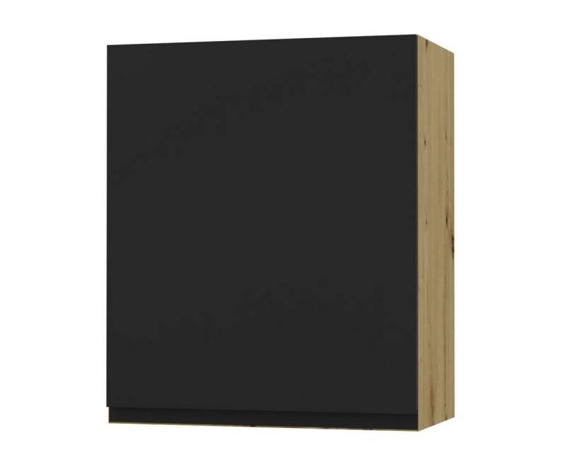 Feldmann-Wohnen Klapphängeschrank Avellino (W2/60, 1-türig, 2 Einlegeböden, 1-St., moderne Optik, Acrylfronten, Griffmulden) 60x32,5x72cm grifflos Eiche Artisan - schwarz Acryl matt (AV-W2/60) von Feldmann-Wohnen