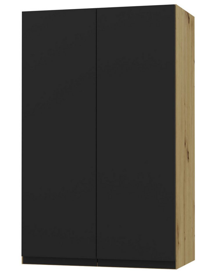 Feldmann-Wohnen Klapphängeschrank Avellino (W4/60, 2-türig, 3 Einlegeböden, 1-St., moderne Optik, Acrylfronten, Griffmulden) 60x32,5x96cm grifflos Eiche Artisan - schwarz Acryl matt (AV-W4/60) von Feldmann-Wohnen