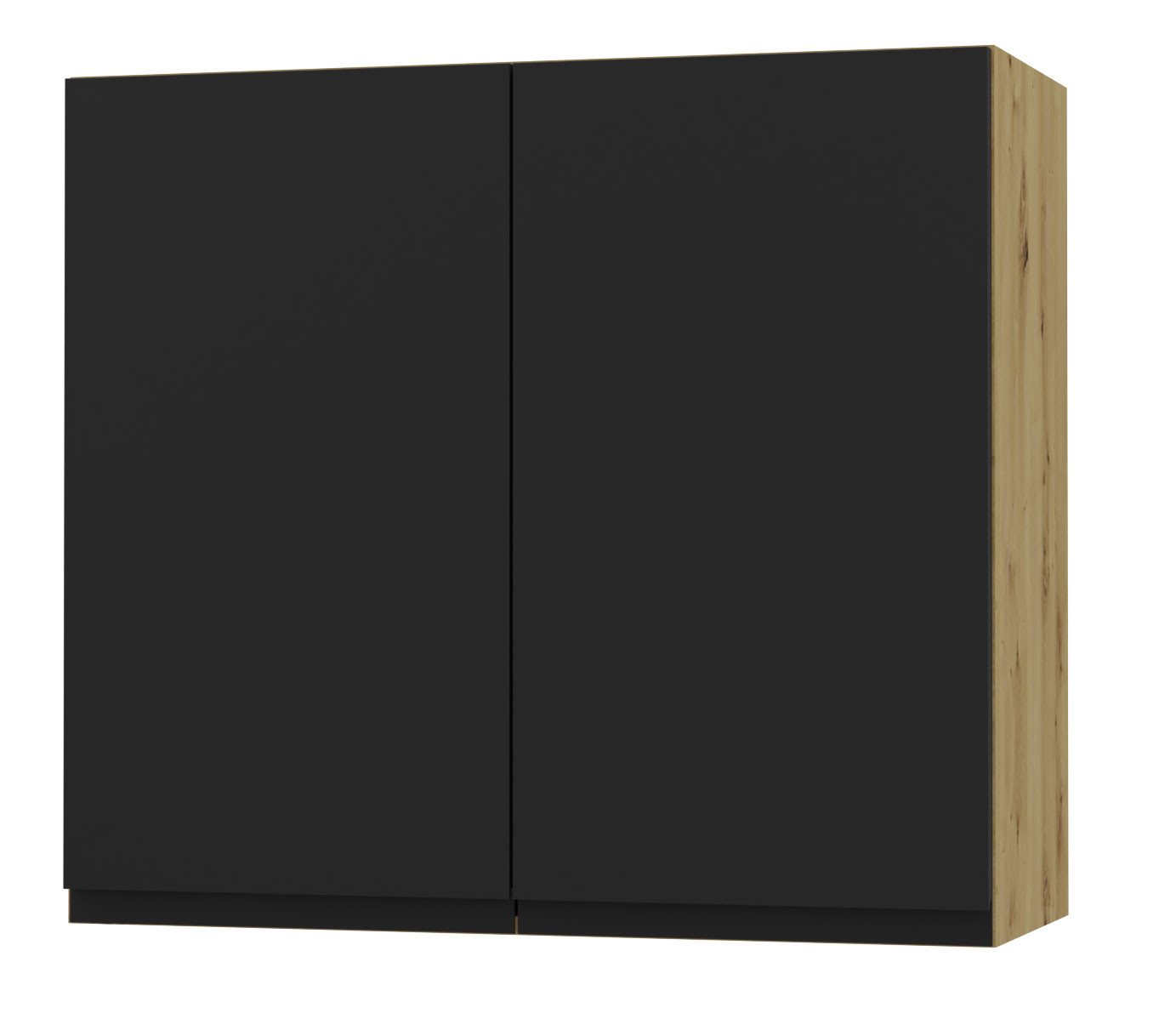 Feldmann-Wohnen Klapphängeschrank Avellino (W3/80, 2-türig, 2 Einlegeböden, 1-St., moderne Optik, Acrylfronten, Griffmulden) 80x32,5x72cm grifflos Eiche Artisan - schwarz Acryl matt (AV-W3/80) von Feldmann-Wohnen