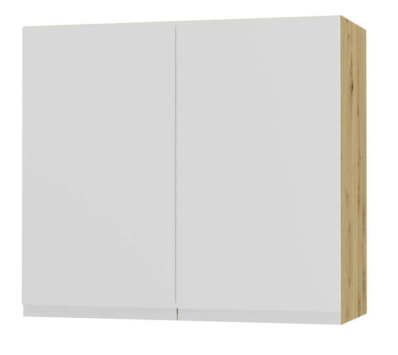 Feldmann-Wohnen Klapphängeschrank Avellino (W3/80, 2-türig, 2 Einlegeböden, 1-St., moderne Optik, Acrylfronten, Griffmulden) 80x32,5x72cm grifflos Eiche Artisan - weiß Acryl matt (AV-W3/80) von Feldmann-Wohnen