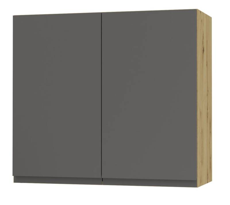 Feldmann-Wohnen Klapphängeschrank Avellino (W3/80, 2-türig, 2 Einlegeböden, 1-St., moderne Optik, Acrylfronten, Griffmulden) 80x32,5x72cm grifflos Eiche Artisan - graphit Acryl lava (AV-W3/80) von Feldmann-Wohnen