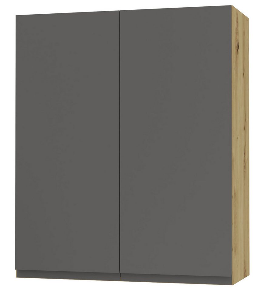 Feldmann-Wohnen Klapphängeschrank Avellino (W4/80, 2-türig, 3 Einlegeböden, 1-St., moderne Optik, Acrylfronten, Griffmulden) 80x32,5x96cm grifflos Eiche Artisan - graphit Acryl lava (AV-W4/80) von Feldmann-Wohnen