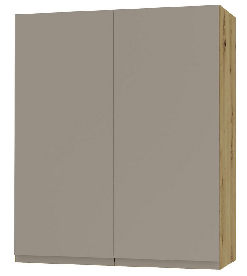 Feldmann-Wohnen Klapphängeschrank Avellino (W4/80, 2-türig, 3 Einlegeböden, 1-St., moderne Optik, Acrylfronten, Griffmulden) 80x32,5x96cm grifflos Eiche Artisan - stone grey Acryl matt (AV-W4/80) von Feldmann-Wohnen