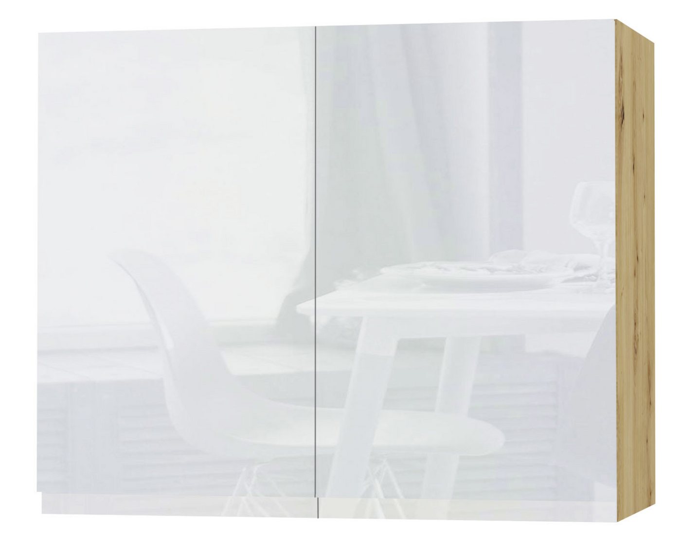 Feldmann-Wohnen Klapphängeschrank Avellino (W3/90, 2-türig, 2 Einlegeböden, 1-St., moderne Optik, Acrylfronten, Griffmulden) 90x32,5x72cm grifflos Eiche Artisan - weiß Acryl Hochglanz (AV-W3/90) von Feldmann-Wohnen