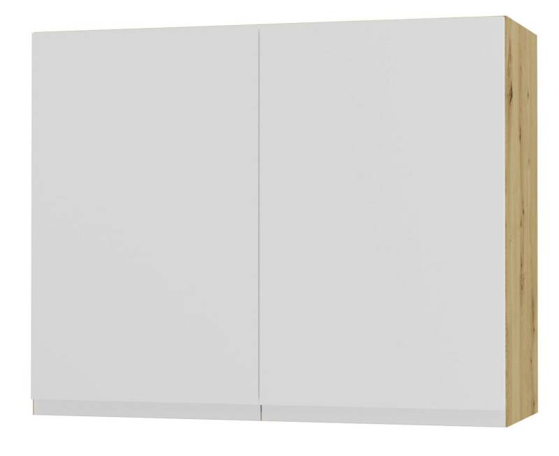 Feldmann-Wohnen Klapphängeschrank Avellino (W3/90, 2-türig, 2 Einlegeböden, 1-St., moderne Optik, Acrylfronten, Griffmulden) 90x32,5x72cm grifflos Eiche Artisan - weiß Acryl matt (AV-W3/90) von Feldmann-Wohnen