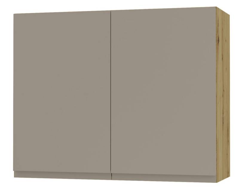Feldmann-Wohnen Klapphängeschrank Avellino (W3/90, 2-türig, 2 Einlegeböden, 1-St., moderne Optik, Acrylfronten, Griffmulden) 90x32,5x72cm grifflos Eiche Artisan - stone grey Acryl matt (AV-W3/90) von Feldmann-Wohnen