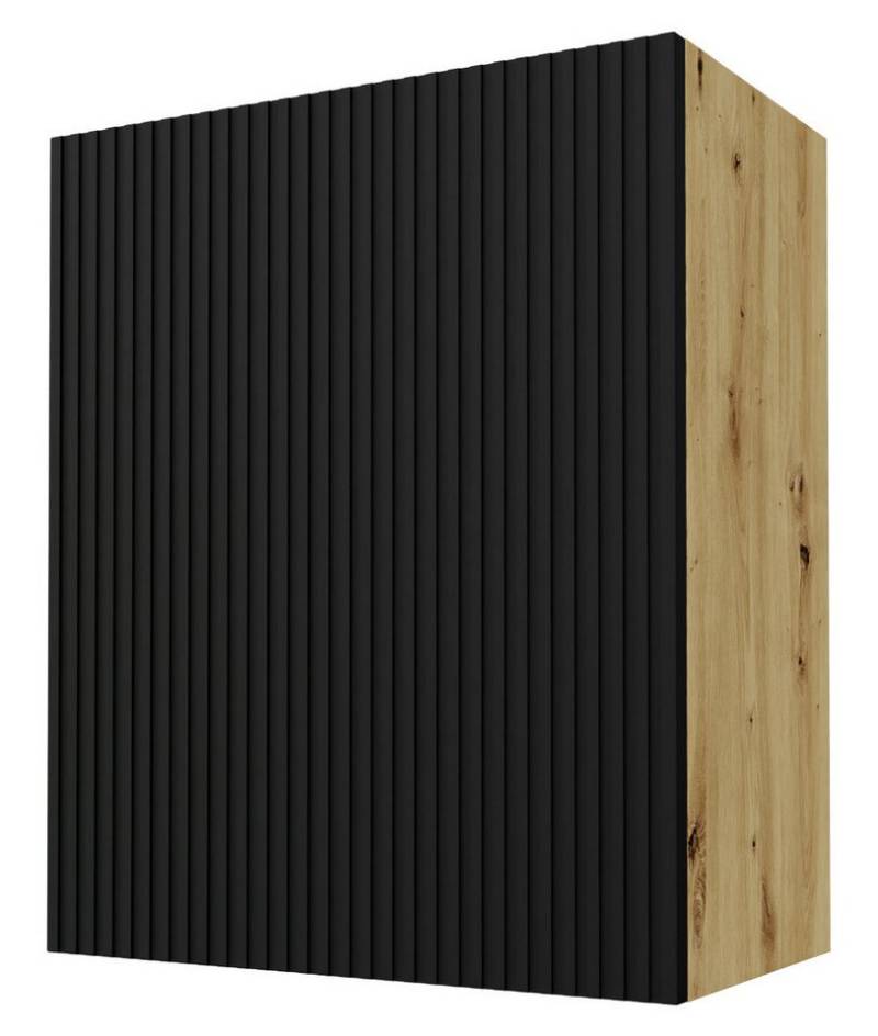 Feldmann-Wohnen Klapphängeschrank Avellino (Lamello, 1-St., Küchenhängeschrank) 60x32,5x72cm Front Schwarz, Korpus in Eiche Artisan, 1-türig von Feldmann-Wohnen