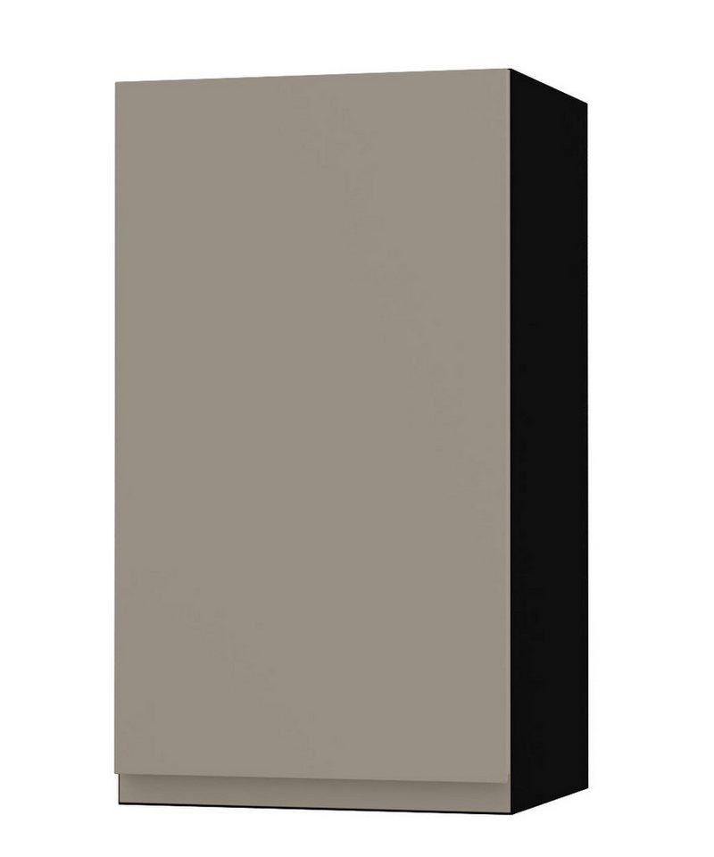 Feldmann-Wohnen Klapphängeschrank Avellino (W2/40, 1-türig, 2 Einlegeböden, 1-St., moderne Optik, Acrylfronten, Griffmulden) 40x32,5x72cm grifflos schwarz - stone grey Acryl (AV-W2/40) von Feldmann-Wohnen