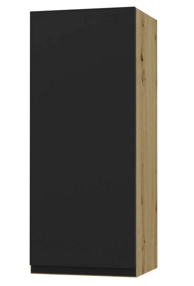Feldmann-Wohnen Klapphängeschrank Avellino (W4/40, 1-türig, 3 Einlegeböden, 1-St., moderne Optik, Acrylfronten, Griffmulden) 40x32,5x96cm grifflos Eiche Artisan - schwarz Acryl matt (AV-W4/40) von Feldmann-Wohnen
