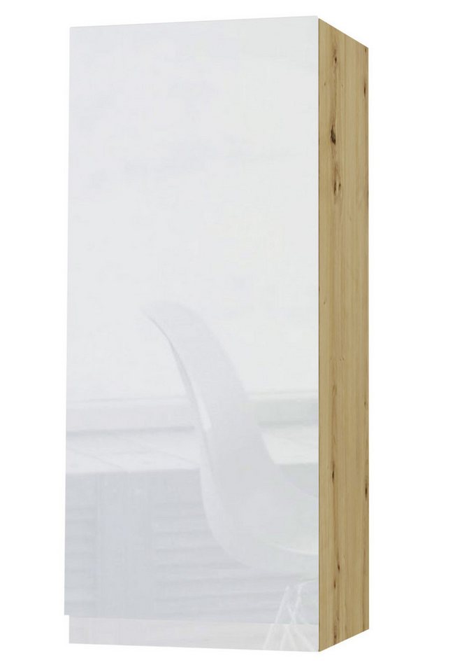 Feldmann-Wohnen Klapphängeschrank Avellino (W4/40, 1-türig, 3 Einlegeböden, 1-St., moderne Optik, Acrylfronten, Griffmulden) 40x32,5x96cm grifflos Eiche Artisan - weiß Acryl Hochglanz (AV-W4/40) von Feldmann-Wohnen