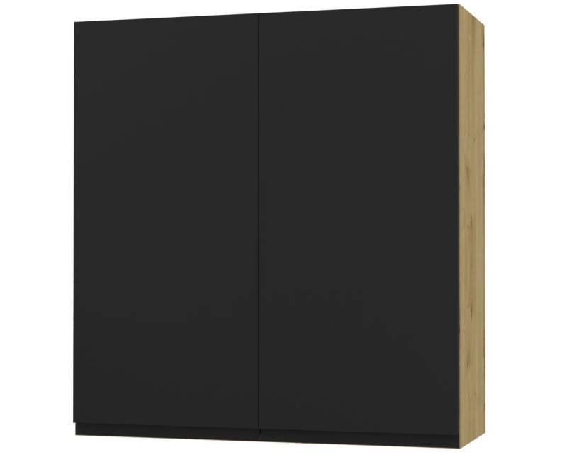Feldmann-Wohnen Klapphängeschrank Avellino (W4/90, 2-türig, 3 Einlegeböden, 1-St., moderne Optik, Acrylfronten, Griffmulden) 90x32,5x96cm grifflos Eiche Artisan - schwarz Acryl matt (AV-W4/90) von Feldmann-Wohnen