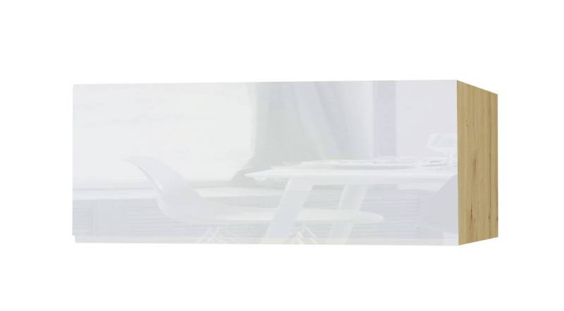 Feldmann-Wohnen Klapphängeschrank Avellino (W4B/90, Klapphängeschrank mit Gasdruckdämpfer, 1-St., moderne Optik, Acrylfronten, Griffmulden) 90x32,5x36cm grifflos Eiche Artisan - weiß Acryl Hochglanz (VE-W4B/90) von Feldmann-Wohnen