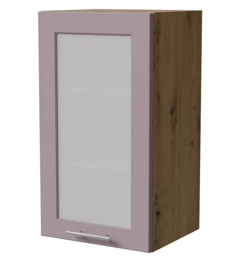 Feldmann-Wohnen Klapphängeschrank Bari (W2S/40, 1-türig, 2 Einlegeböden, 1-St., moderne Kassettenoptik, lackierte Fronten, Milchglaseinsatz) 40x32,5x72cm RAL 4009 pastellviolett (K5) / Eiche Artisan von Feldmann-Wohnen