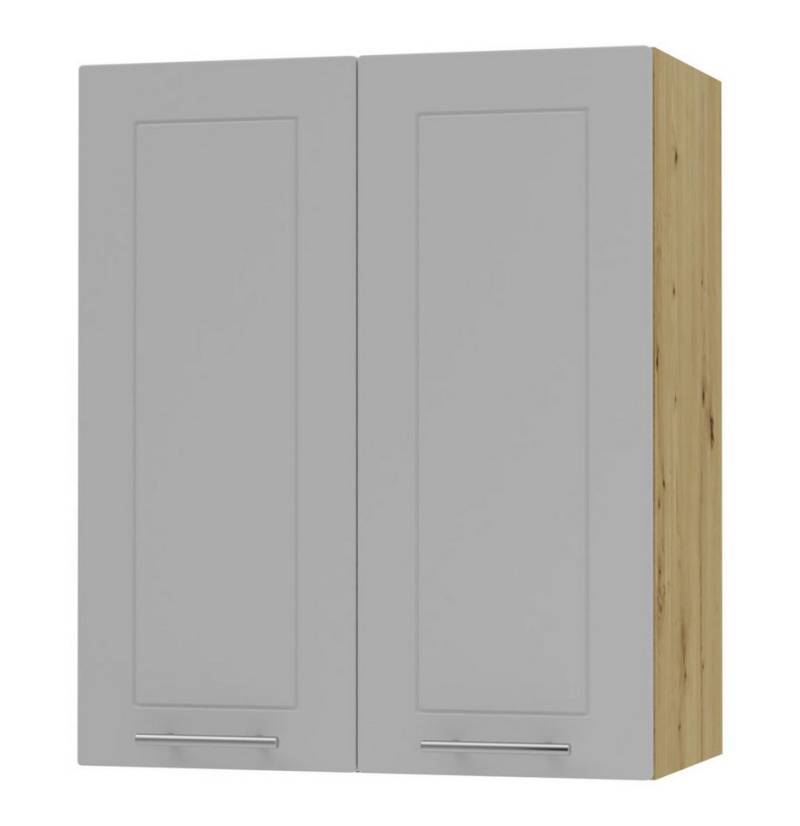 Feldmann-Wohnen Klapphängeschrank Bari (W3/60, 2-türig, 2 Einlegeböden, 1-St., moderne Kassettenoptik, lackierte Fronten) 60x32,5x72cm RAL 7040 fenstergrau (K5) / Eiche Artisan von Feldmann-Wohnen