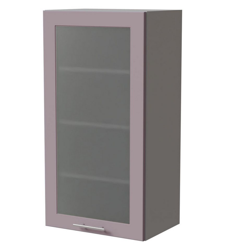 Feldmann-Wohnen Klapphängeschrank Bari (W4S/50, 1-türig, 3 Einlegeböden, 1-St., moderne Kassettenoptik, lackierte Fronten, Milchglaseinsatz) 50x32,5x96cm RAL 4009 pastellviolett (K5), Grau von Feldmann-Wohnen