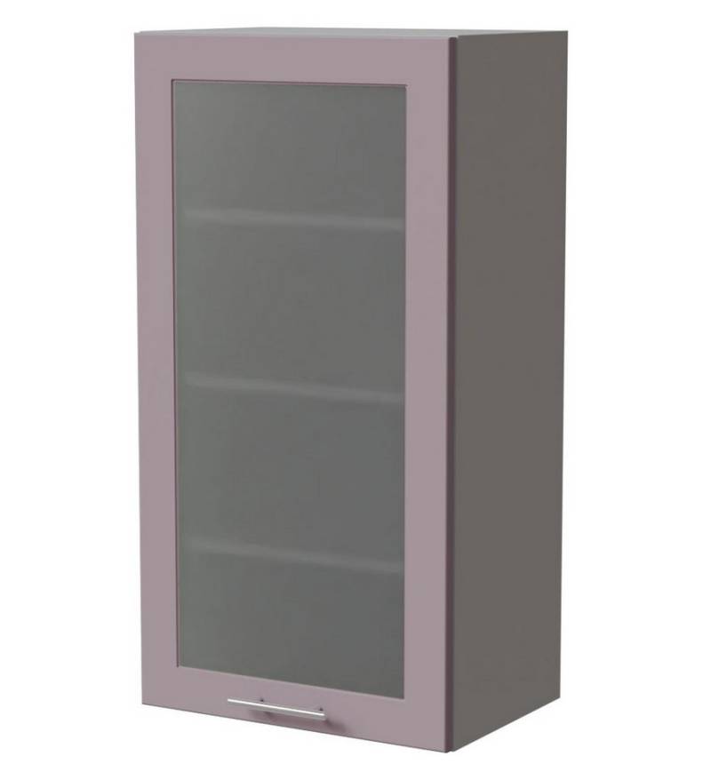 Feldmann-Wohnen Klapphängeschrank Bari (W4S/50, 1-türig, 3 Einlegeböden, 1-St., moderne Kassettenoptik, lackierte Fronten, Milchglaseinsatz) 50x32,5x96cm RAL 4009 pastellviolett (K5), Grau von Feldmann-Wohnen