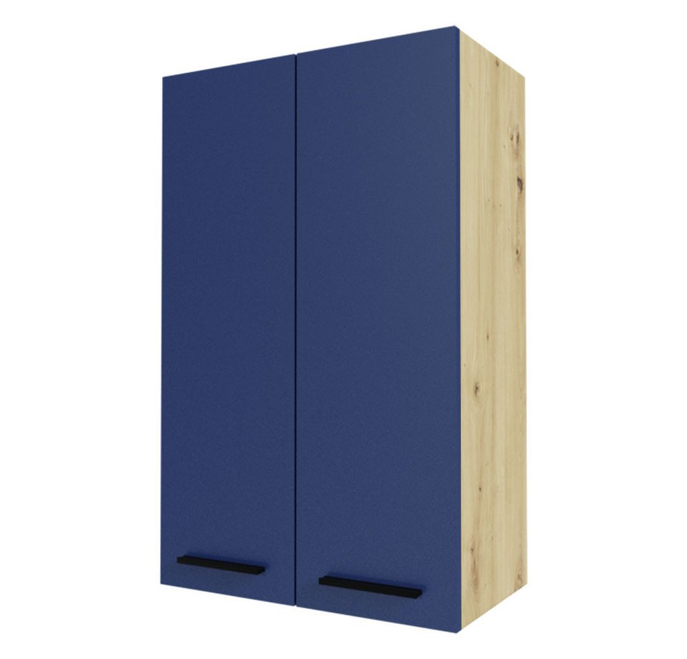 Feldmann-Wohnen Klapphängeschrank Bonn (W4/60, 2-türig, 3 Einlegeböden, 1-St., moderne Optik, MDF Fronten) Eiche Artisan / marineblau matt von Feldmann-Wohnen