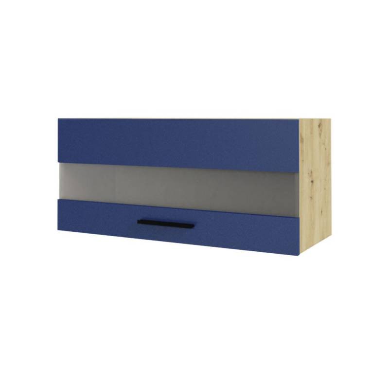 Feldmann-Wohnen Klapphängeschrank Bonn (W4BS/80 LAM, 1 Klappe mit Milchglaseinsatz, innen 1 Fach, 1-St., moderne Optik, MDF Fronten) Eiche Artisan / marineblau matt von Feldmann-Wohnen