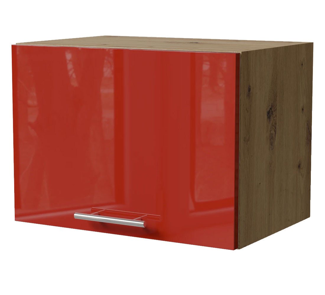 Feldmann-Wohnen Klapphängeschrank Brerra (W4B/50, 1 Klappe, innen 1 Fach, 1-St., moderne Optik, lackierte Fronten, 50x32,5x36cm) Eiche Artisan / RAL 3002 karminrot Hochglanz von Feldmann-Wohnen