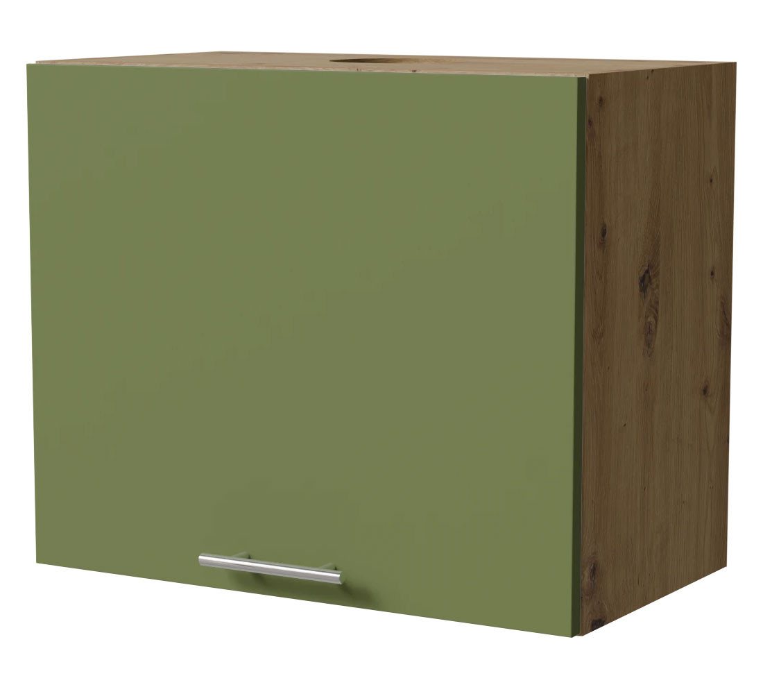 Feldmann-Wohnen Klapphängeschrank Brerra (W8/60, 1 Klappe, 1 Fach, 1-St., moderne Optik, lackierte Fronten, 60x32,5x50cm) Eiche Artisan / RAL 6025 farngrün matt von Feldmann-Wohnen