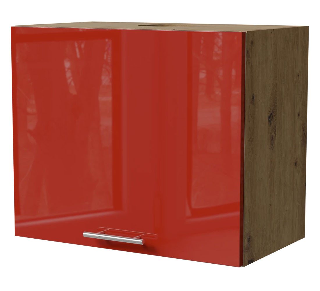 Feldmann-Wohnen Klapphängeschrank Brerra (W8/60, 1 Klappe, 1 Fach, 1-St., moderne Optik, lackierte Fronten, 60x32,5x50cm) Eiche Artisan / RAL 3002 karminrot Hochglanz von Feldmann-Wohnen
